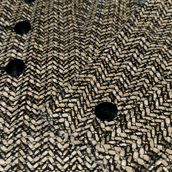 EUC Talbots Petite Women's 10 Nylon Acrylic Gold Black Button Down Blazer - Picture 4 of 8